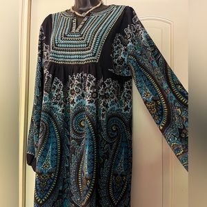 Beautiful Sheath Dress/Gorgeous Fabric /Embroidered Bodice